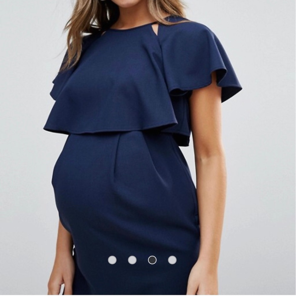 ASOS Maternity Dress w Cape and Cut-out front Navy 8